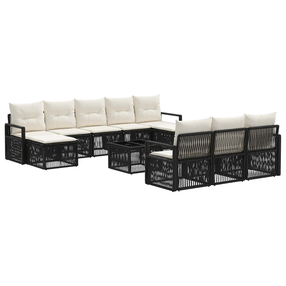vidaXL Garden Lounge Set 11 pcs Black poly rattan