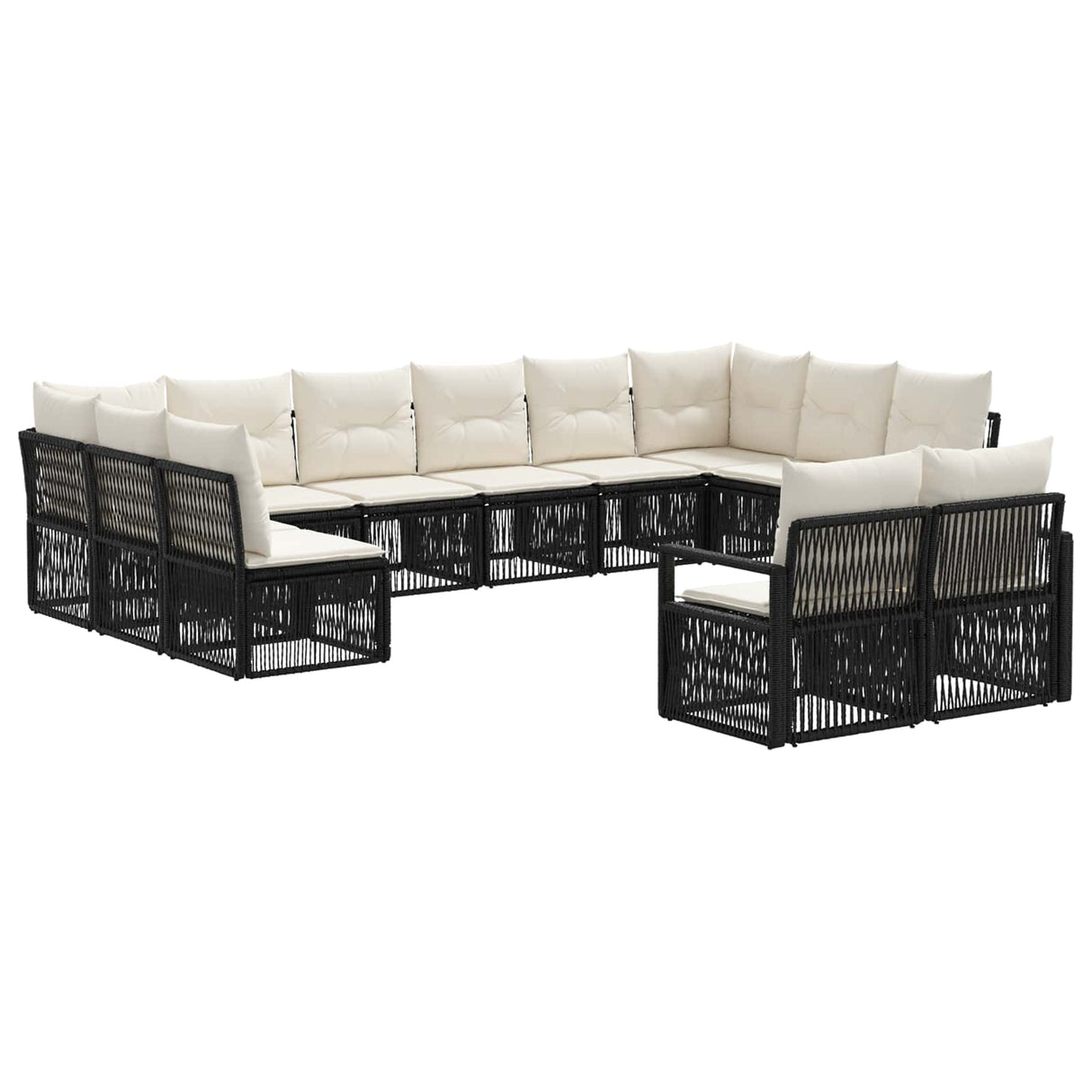 vidaXL Garden Sofa Set 13 pcs Black poly rattan