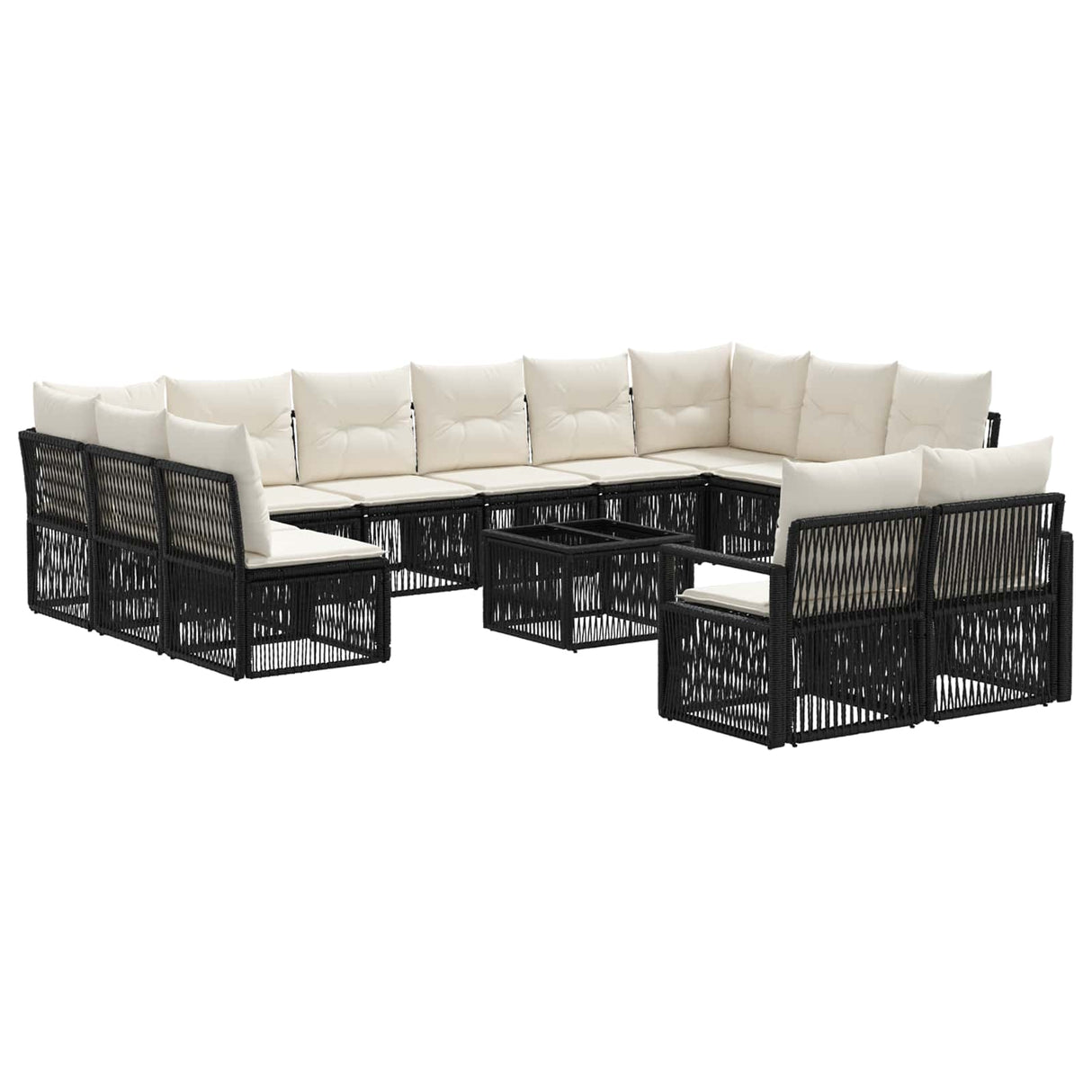 vidaXL Garden Sofa Set 13 pcs Black poly rattan