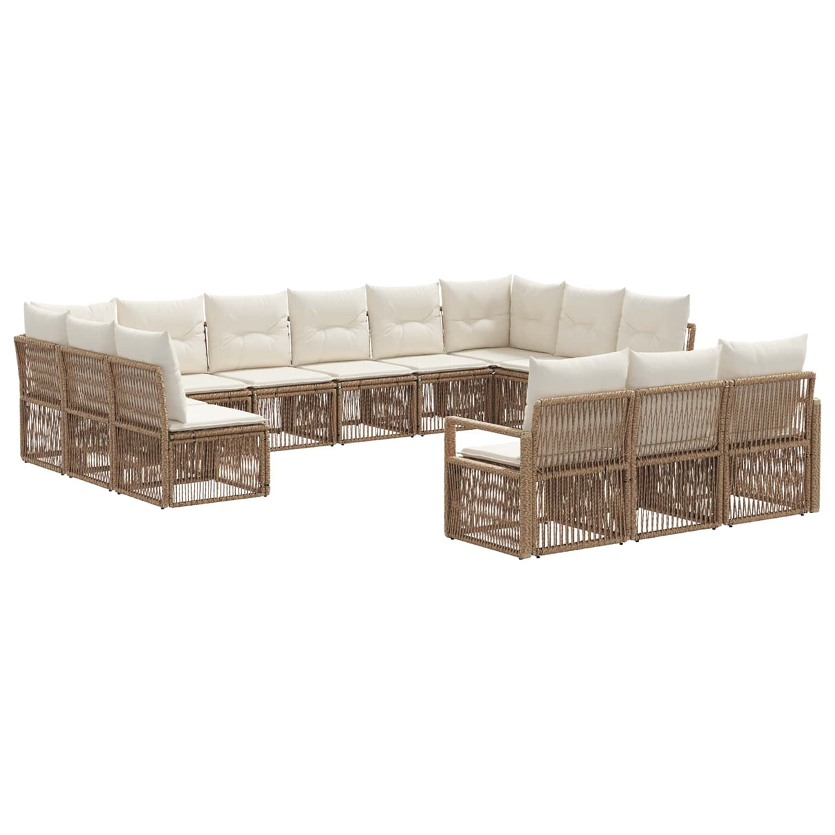 vidaXL Tuinbank Set 14 pcs Zwart poly rattan