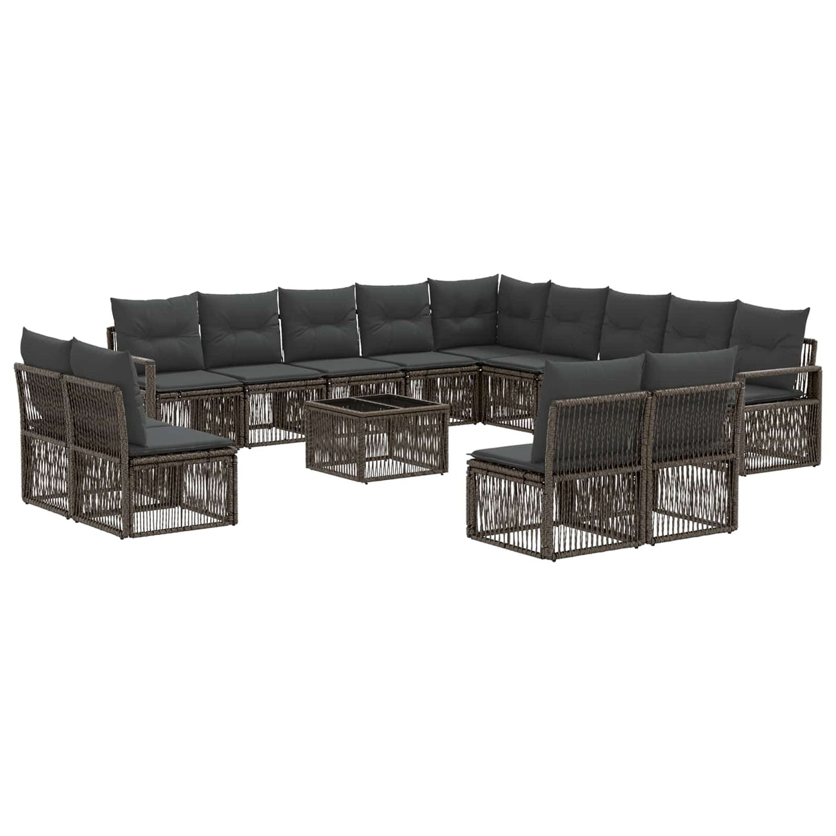 vidaXL Tuinbank Set 14 pcs Zwart poly rattan