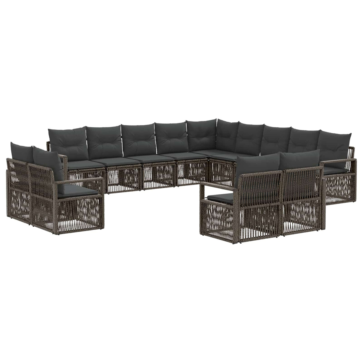 vidaXL Tuinbank Set 14 pcs Zwart poly rattan
