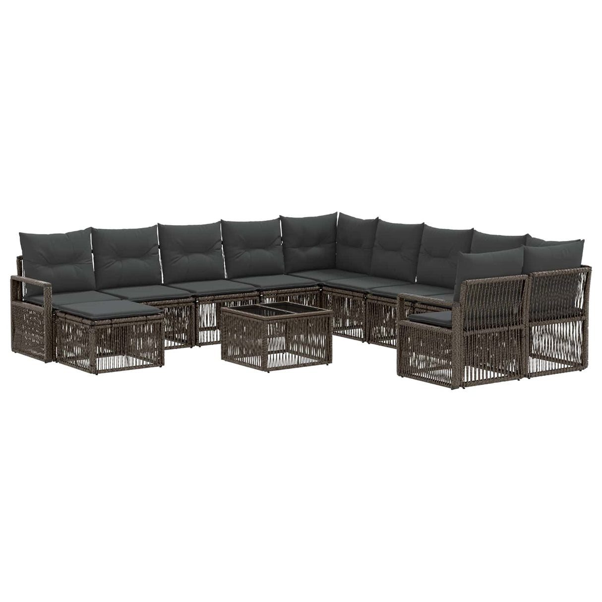 vidaXL Garden Lounge Set 12 pcs Black poly rattan