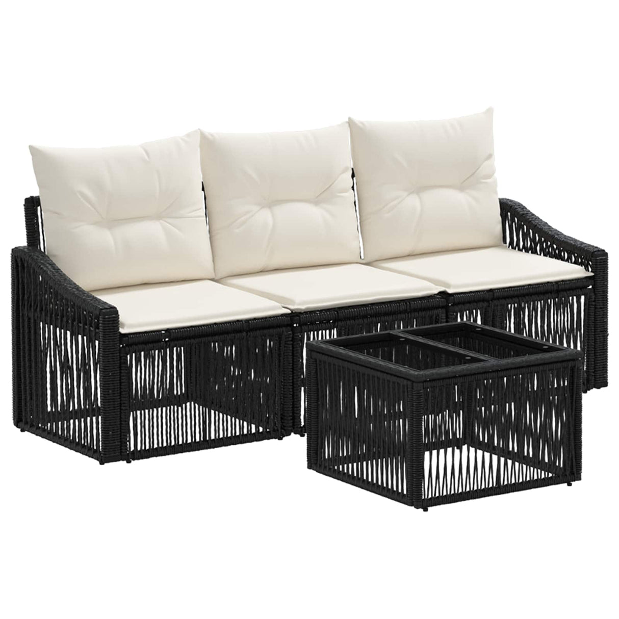 vidaXL Garden Bench Set 4 pcs Black poly rattan