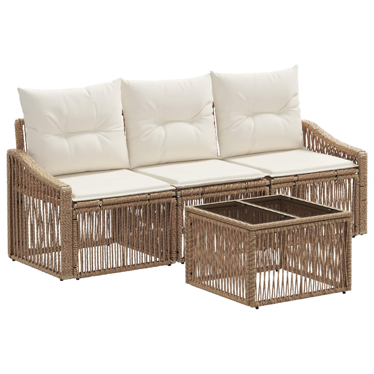 vidaXL Garden Bench Set 4 pcs Black poly rattan
