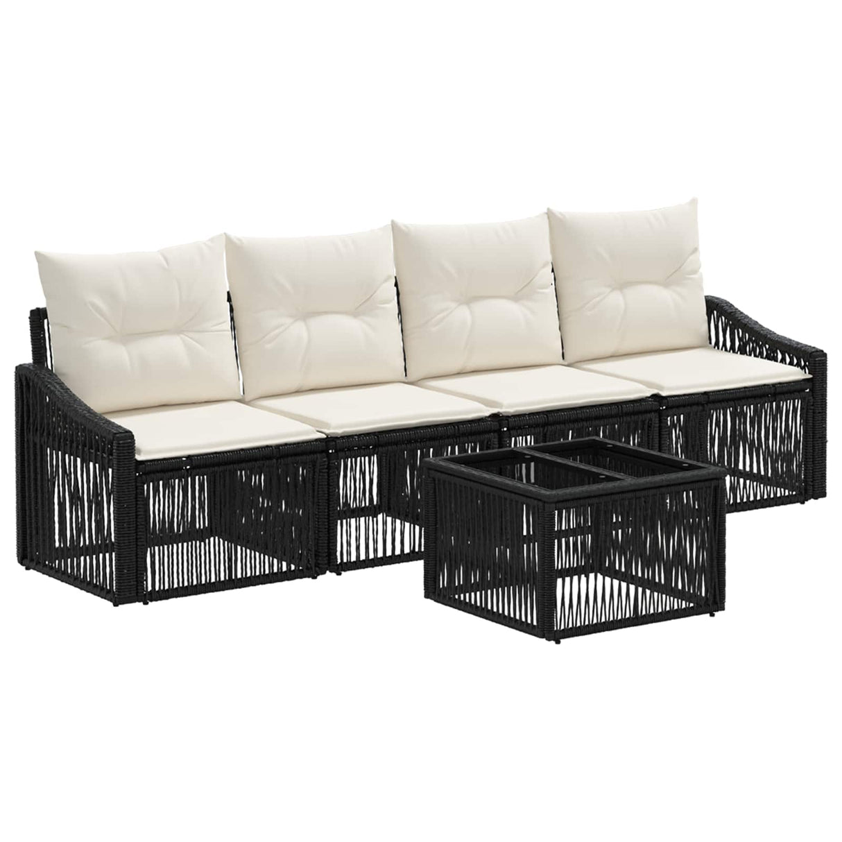 vidaXL Garden Sofa Set 5 Piece Black Poly Rattan