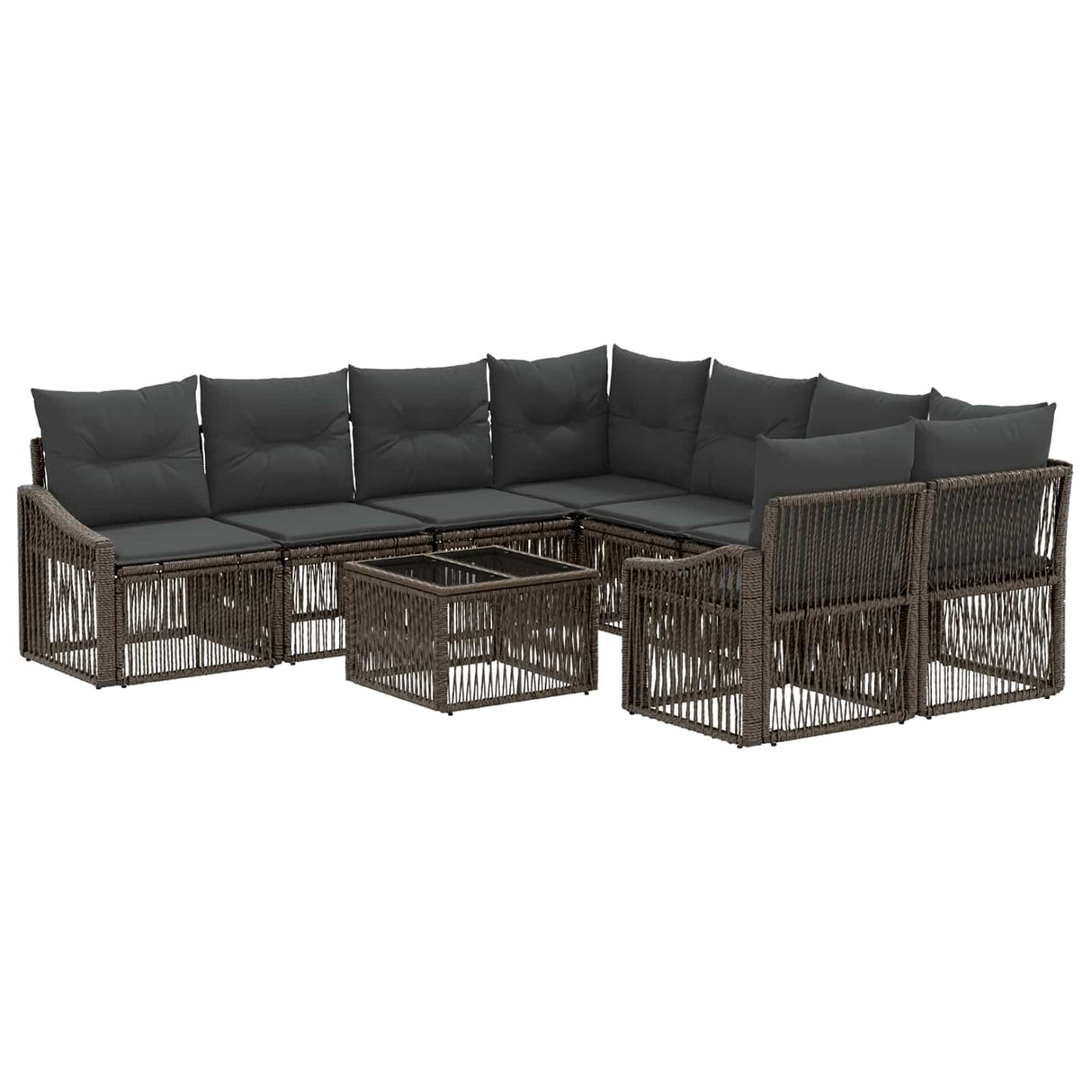 vidaXL Tuinbank Set 9 st Zwart poly rattan
