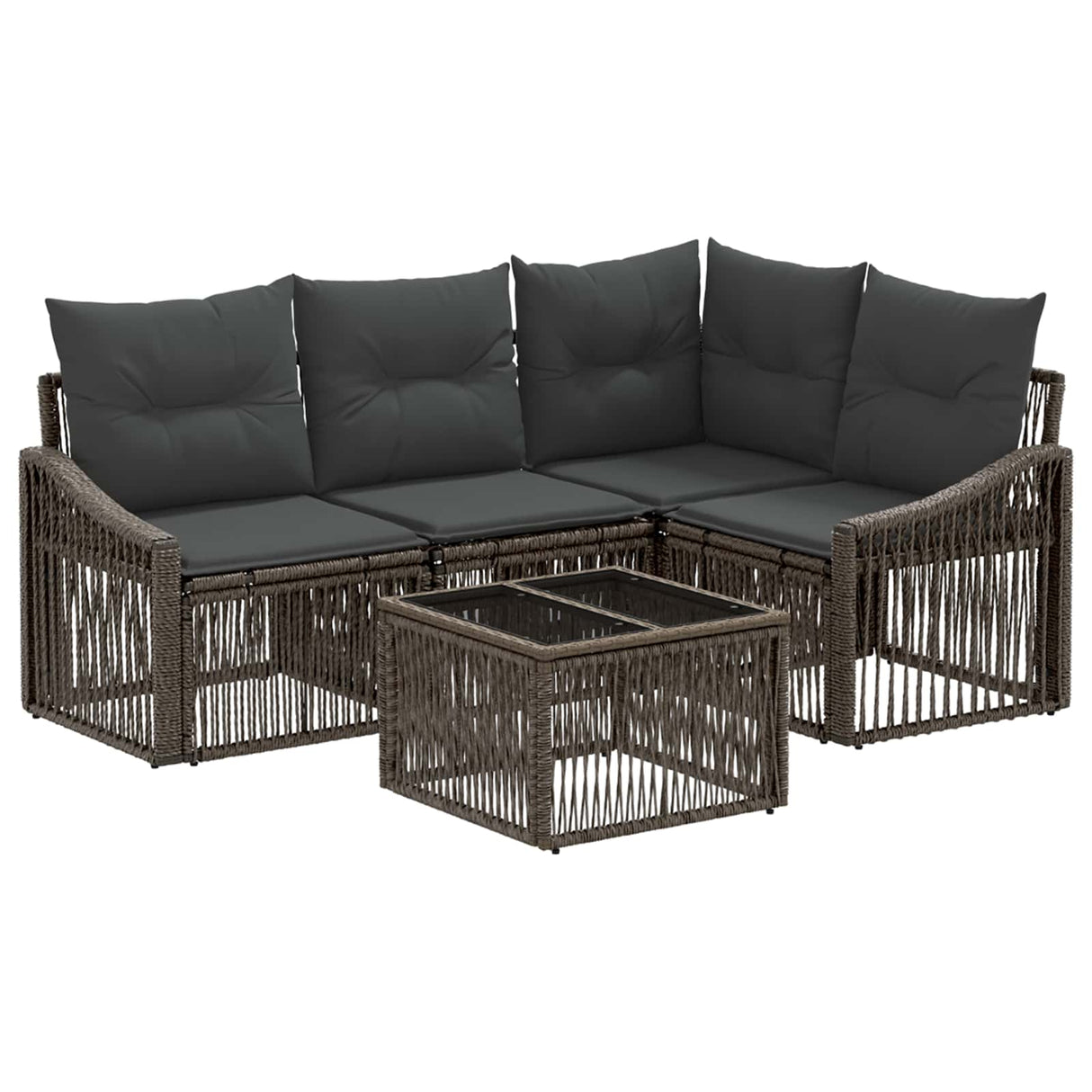 vidaXL Tuinbank Set 5 pcs Zwart poly rattan