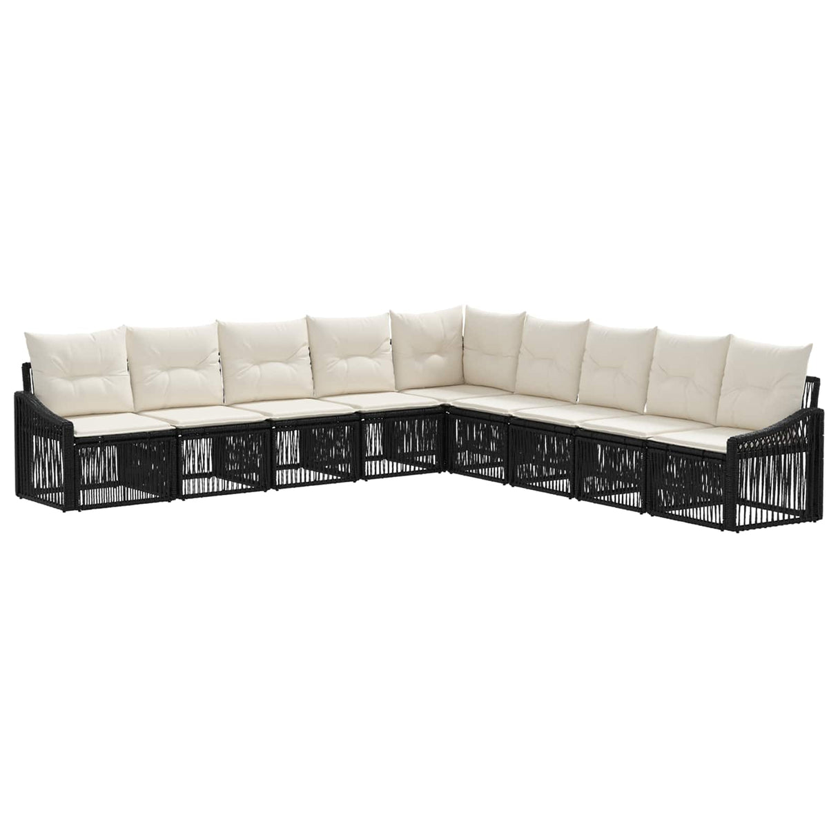vidaXL Garden Sofa Set 10 pcs Black poly rattan