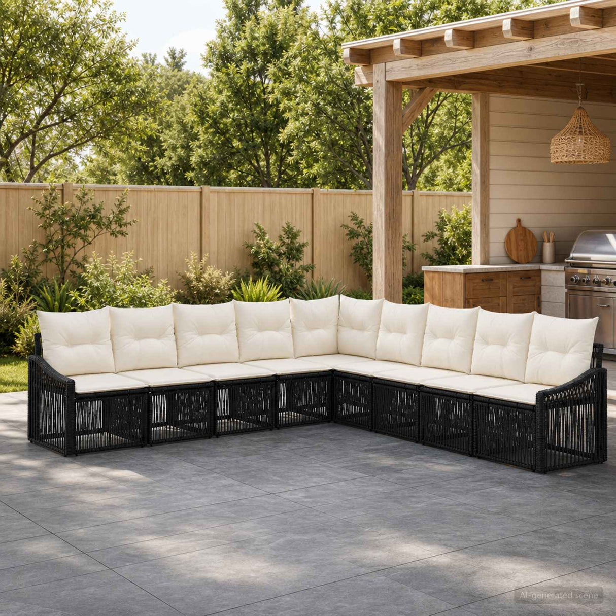 vidaXL Garden Sofa Set 10 pcs Black poly rattan