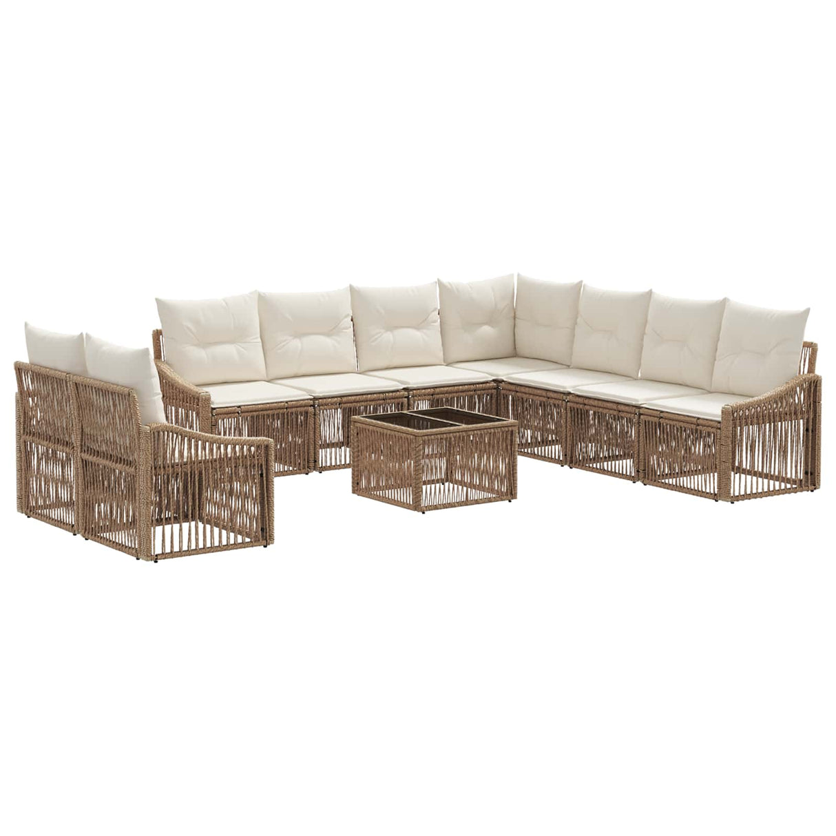vidaXL Tuinbank Set 10 pcs Zwart poly rattan