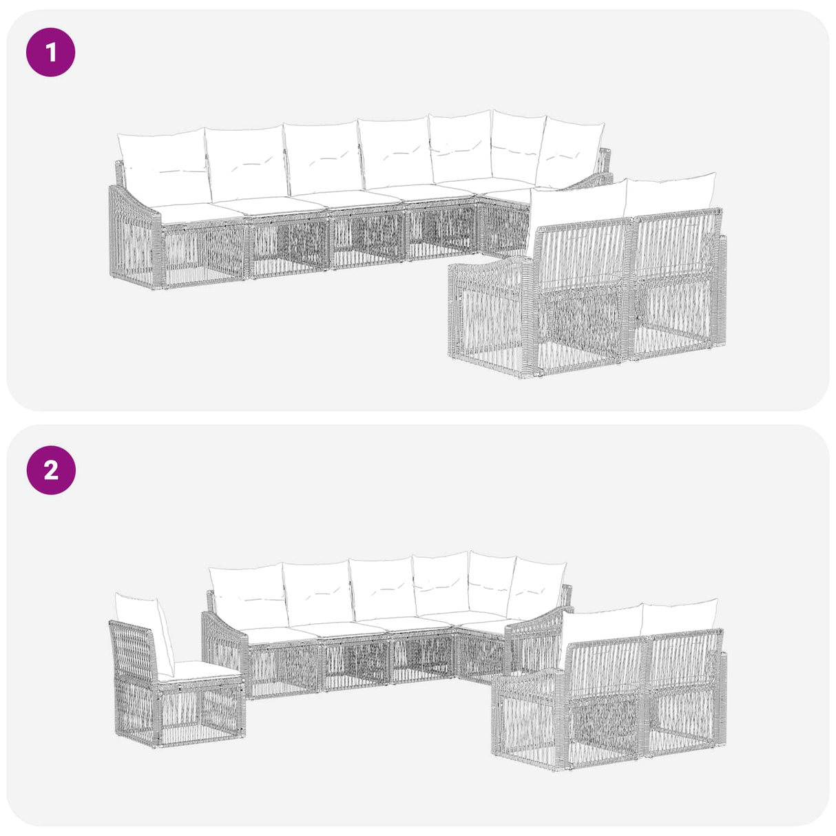 vidaXL Garden Sofa Set 9 pcs Black poly rattan