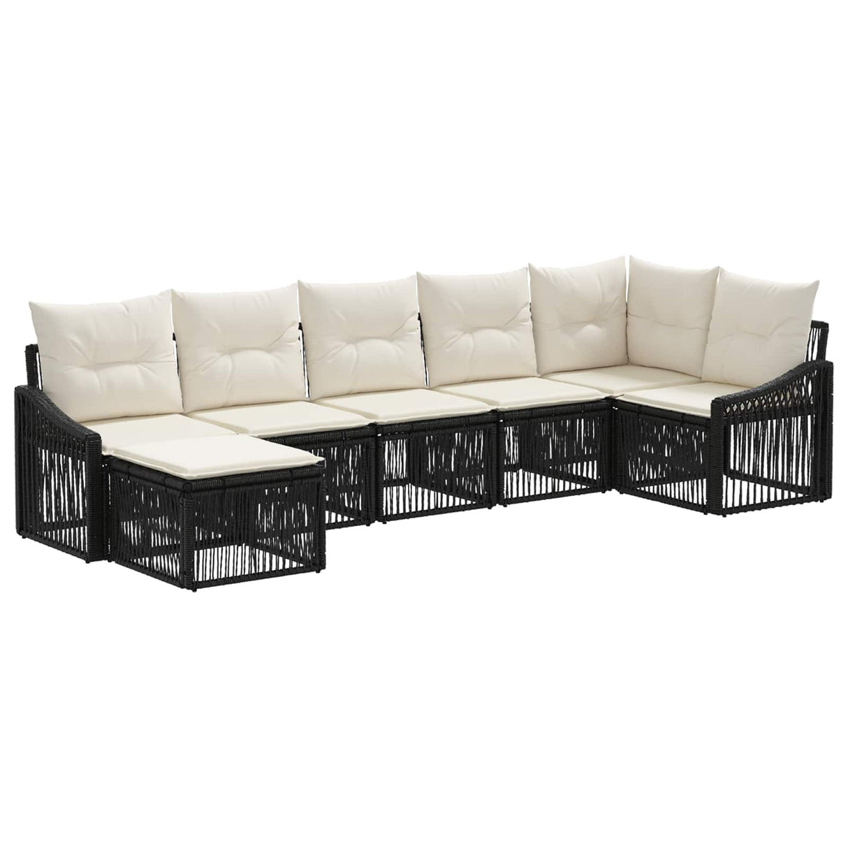 vidaXL Tuinbank Set 8 pcs Zwart poly rattan