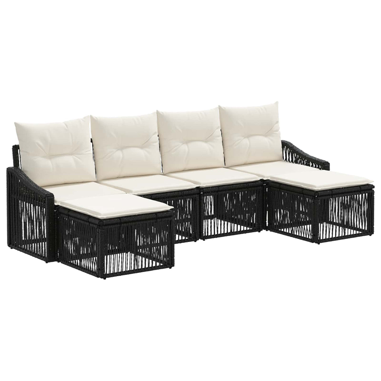 vidaXL Garden Sofa Set 7 Pieces Black Poly Rattan