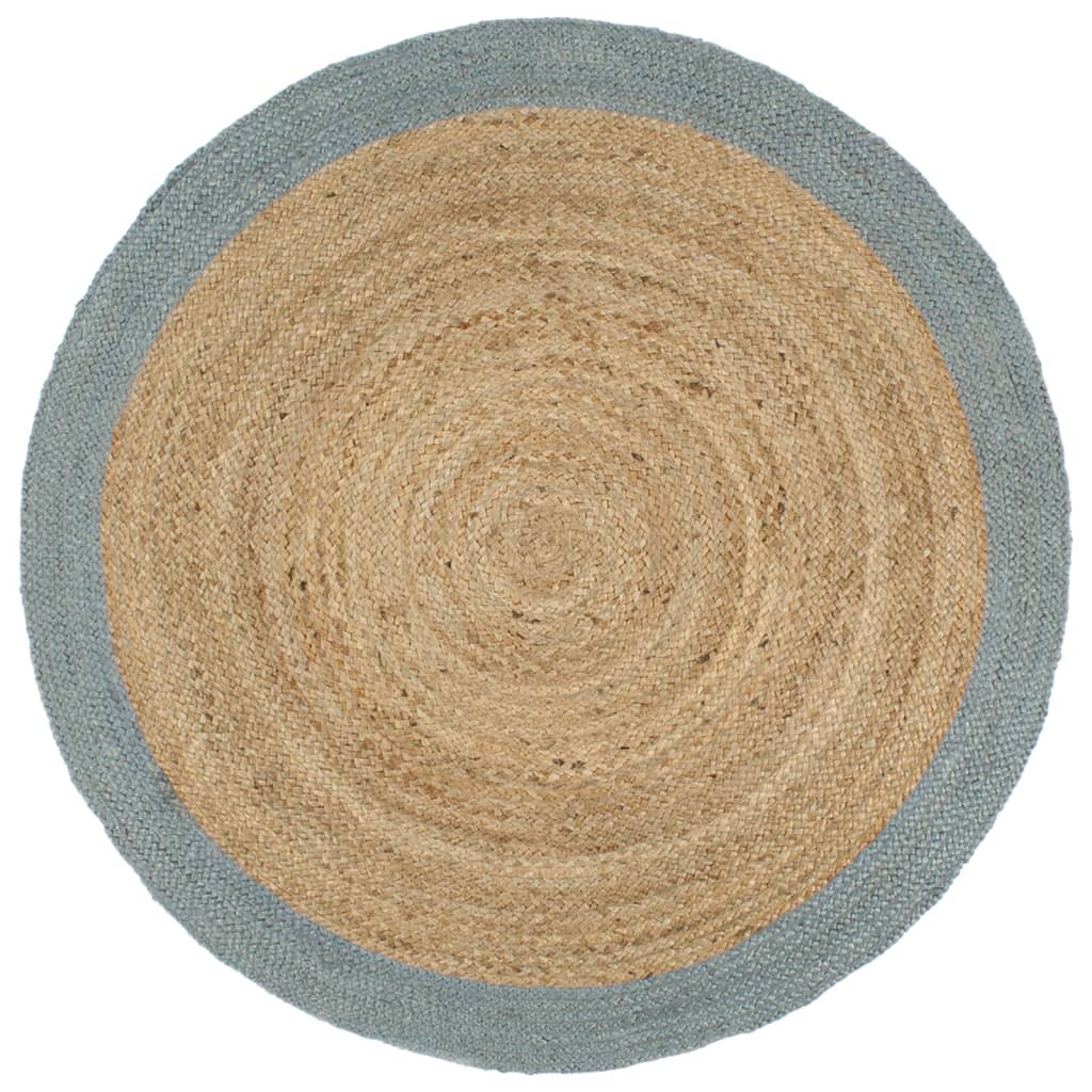 vidaXL Hand-Braided Rug with Grey Border 90 cm Jute