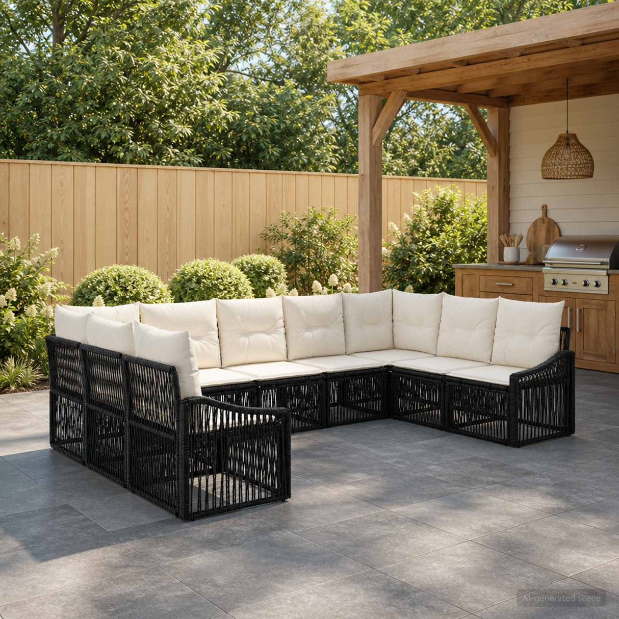 vidaXL Garden Sofa Set 10 pcs Black poly rattan