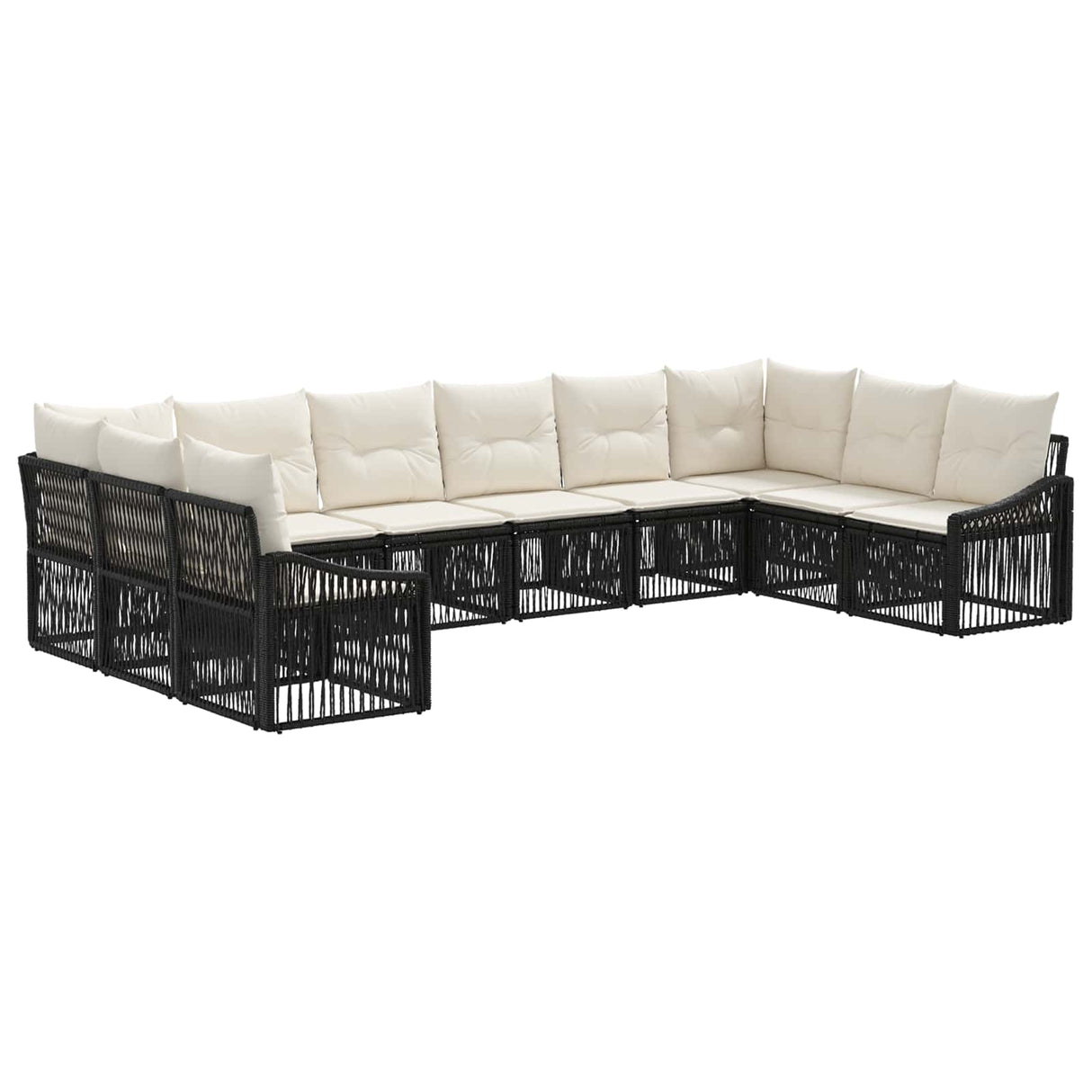 vidaXL Garden Dining Set 11 Pieces Black Poly Rattan