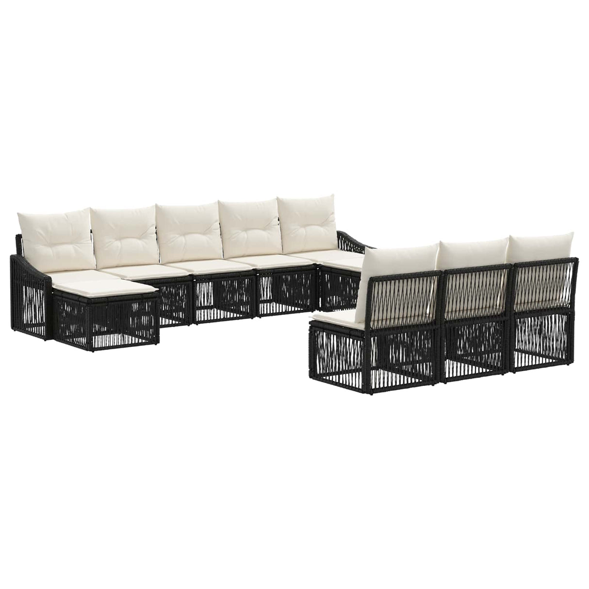 vidaXL Garden Sofa Set 11 pcs Black poly rattan