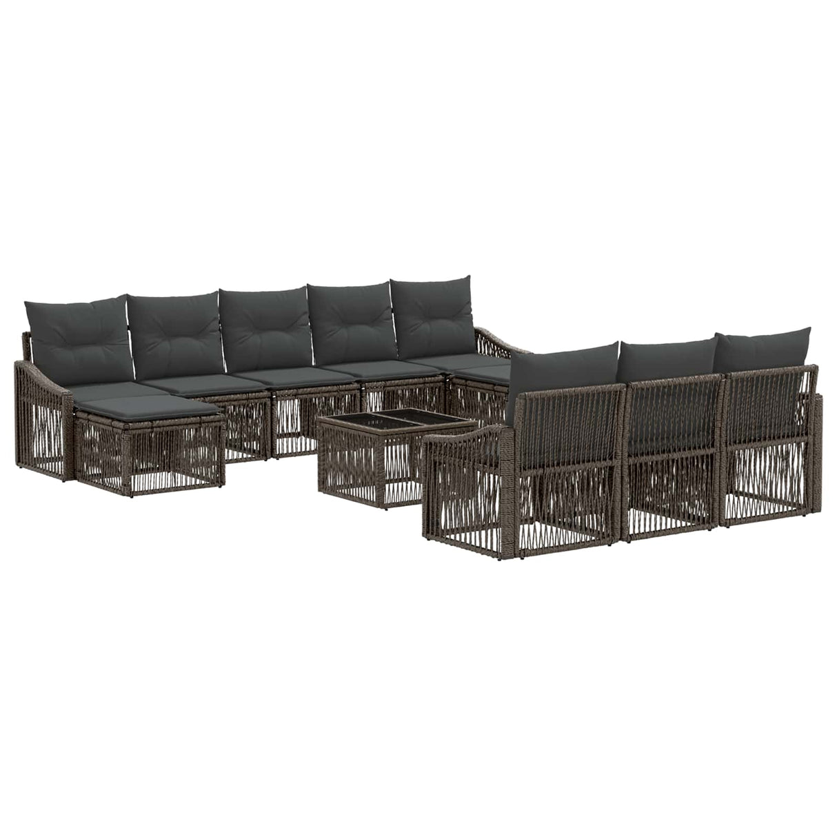 vidaXL Garden Dining Set 11 Pieces Black Poly Rattan
