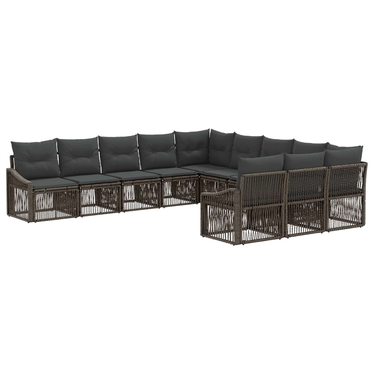 vidaXL Tuinbank Set 12 pcs Zwart poly rattan