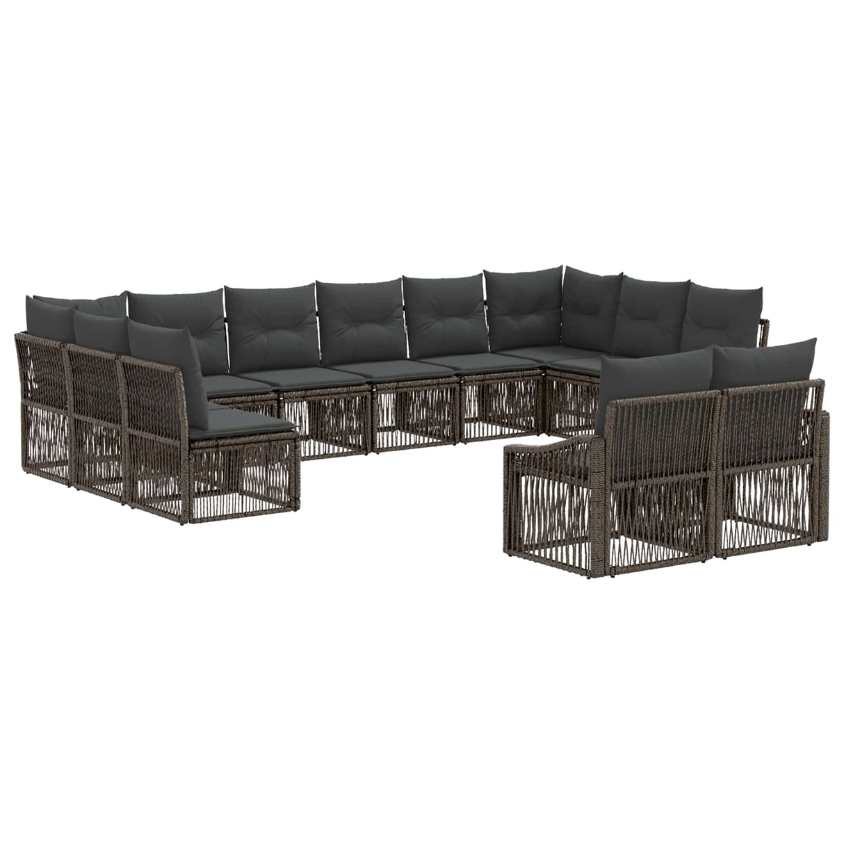 vidaXL Tuinbank Set 13 pcs Zwart poly rattan