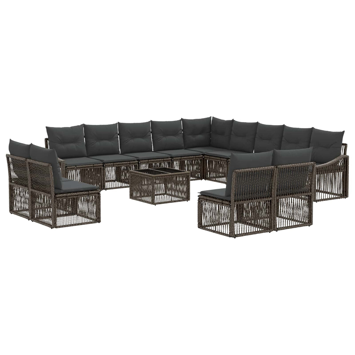 vidaXL Garden Sofa Set 14 pcs Black Poly Rattan