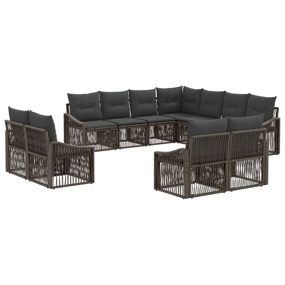 vidaXL Garden Sofa Set 12 pcs Black poly rattan