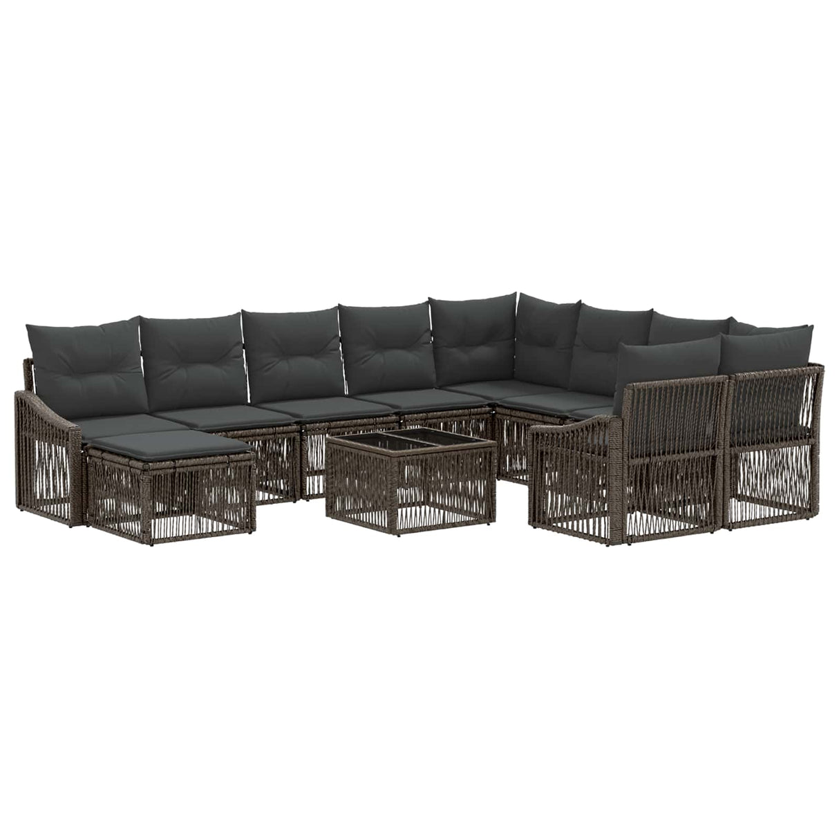 vidaXL Tuinbank Set 11 st Zwart poly rattan