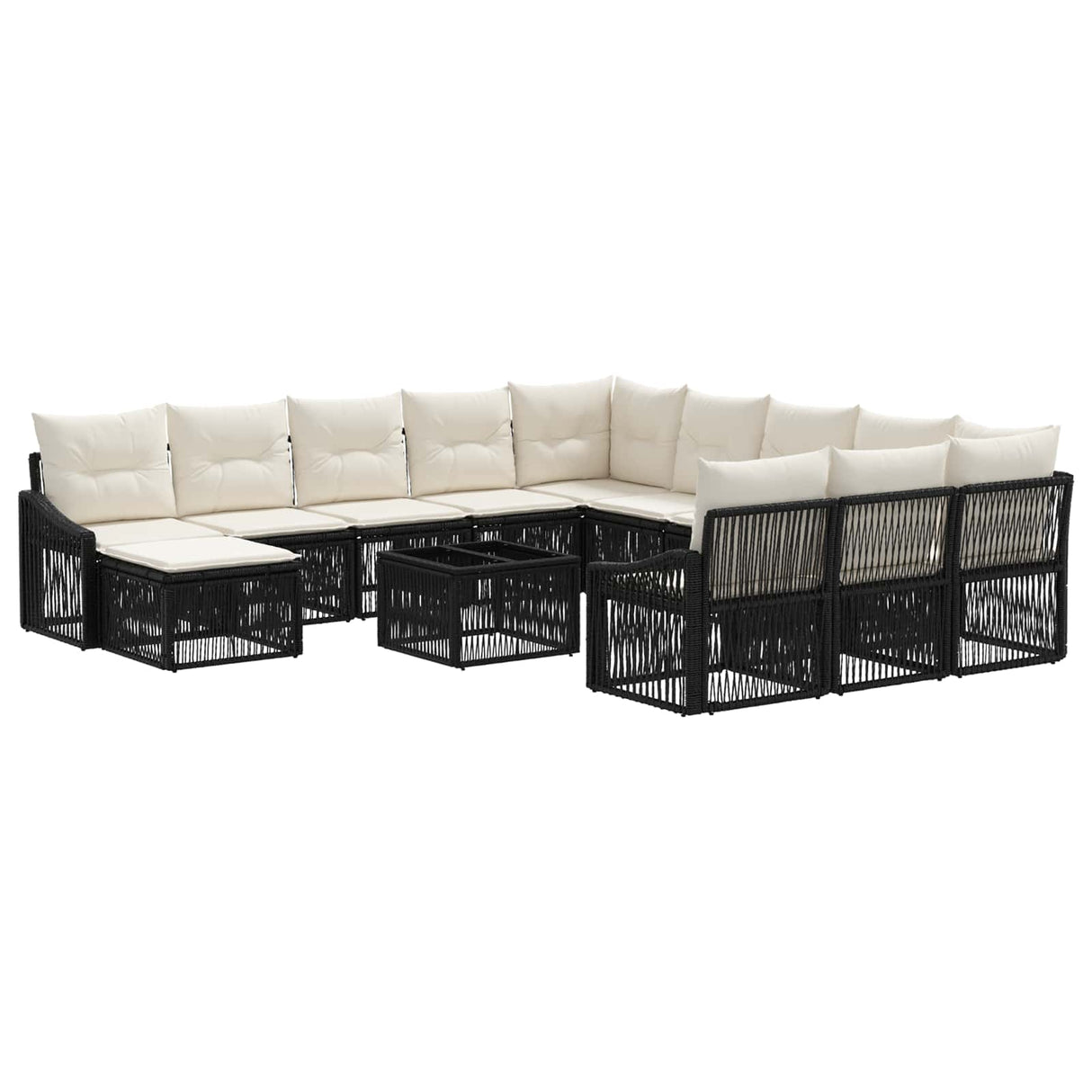 vidaXL Garden Sofa Set 13 pcs Black poly rattan