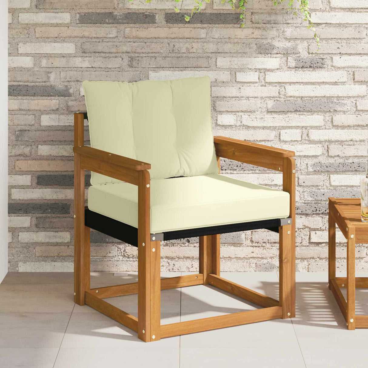 vidaXL Buitensofa Massief Acaciahout en Textilene Natuurlijk en Crème