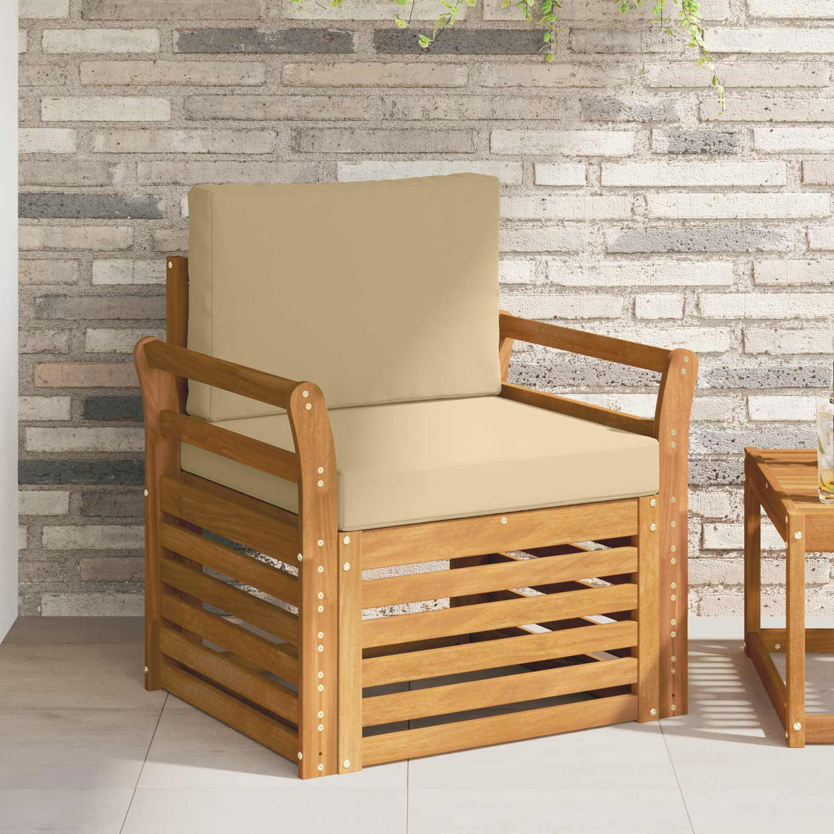 vidaXL Outdoor Sofa Solid Acacia Wood Natural
