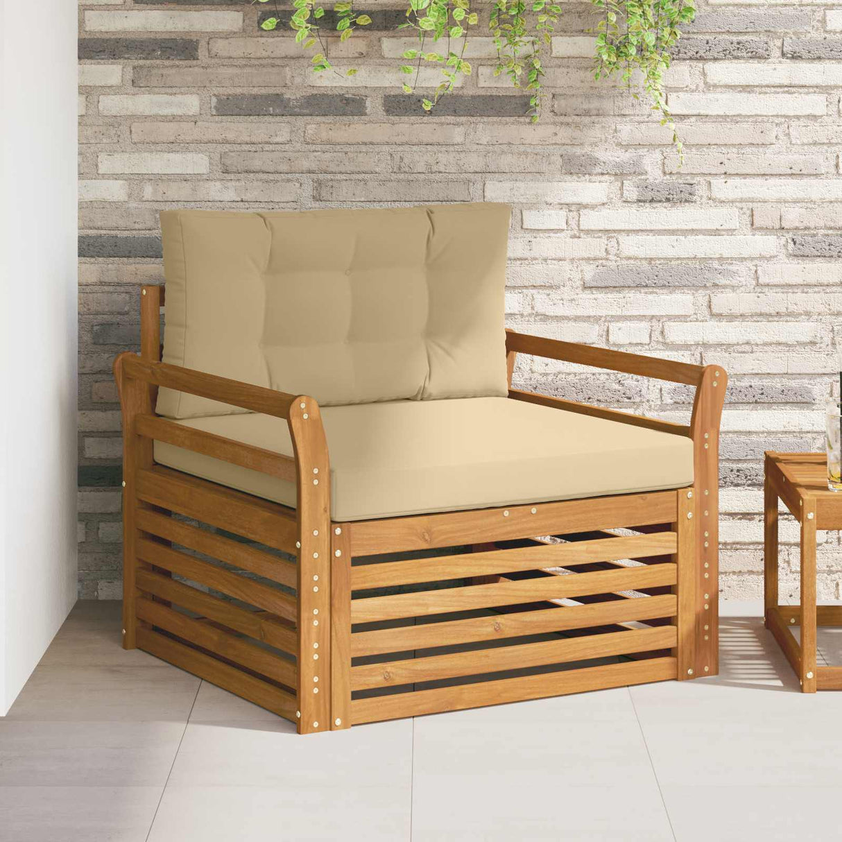 vidaXL Buiten bank set Massief Acacia Hout en Polyester Naturel