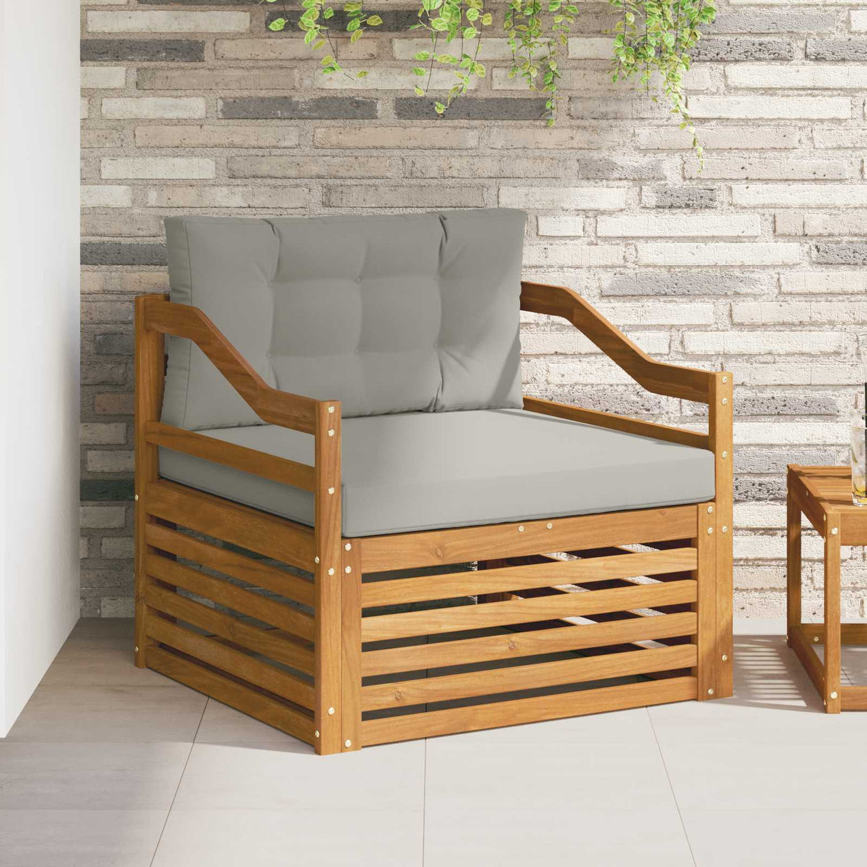 vidaXL Buiten bank set Massief Acacia Hout en Polyester Naturel