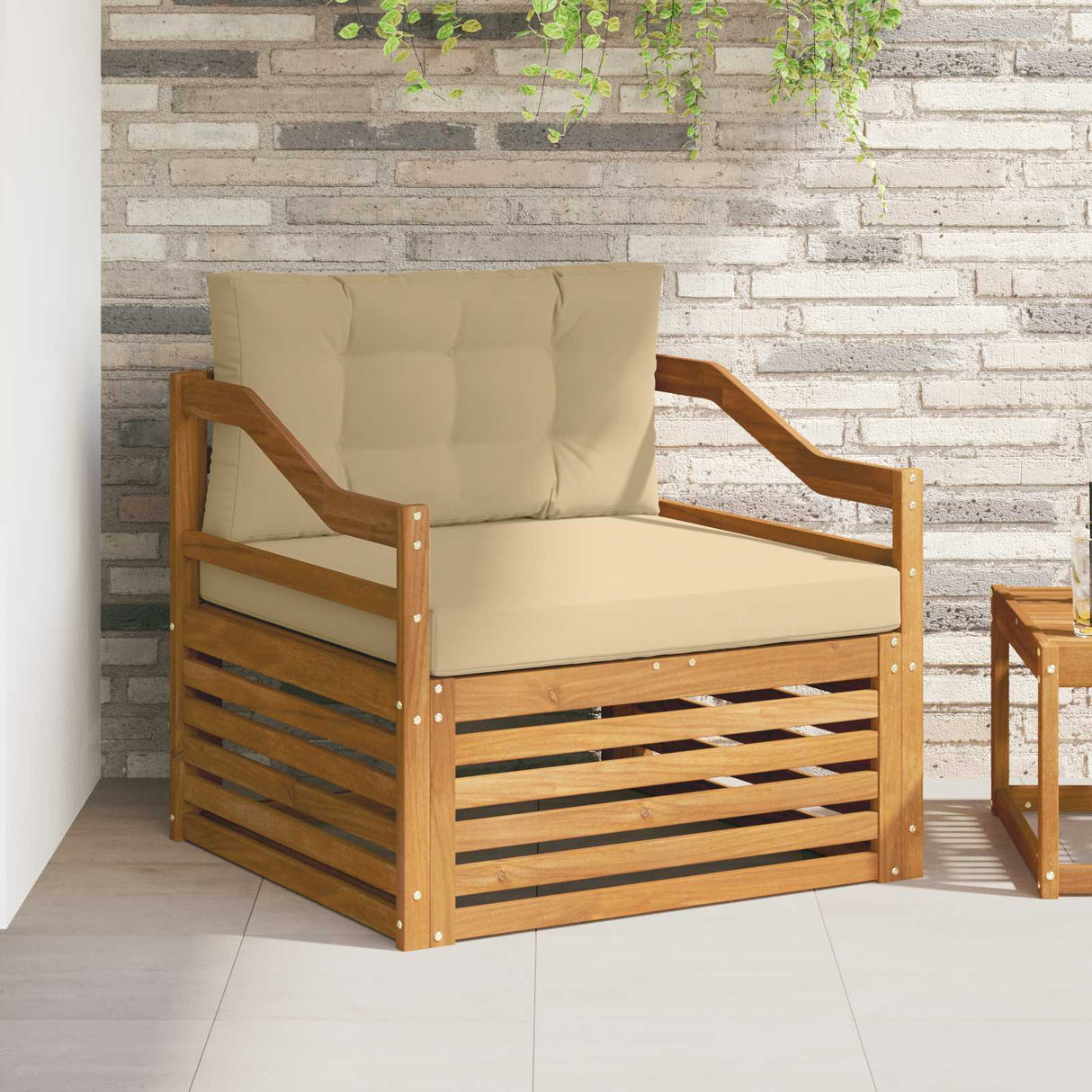 vidaXL Buiten bank set Massief Acacia Hout en Polyester Naturel