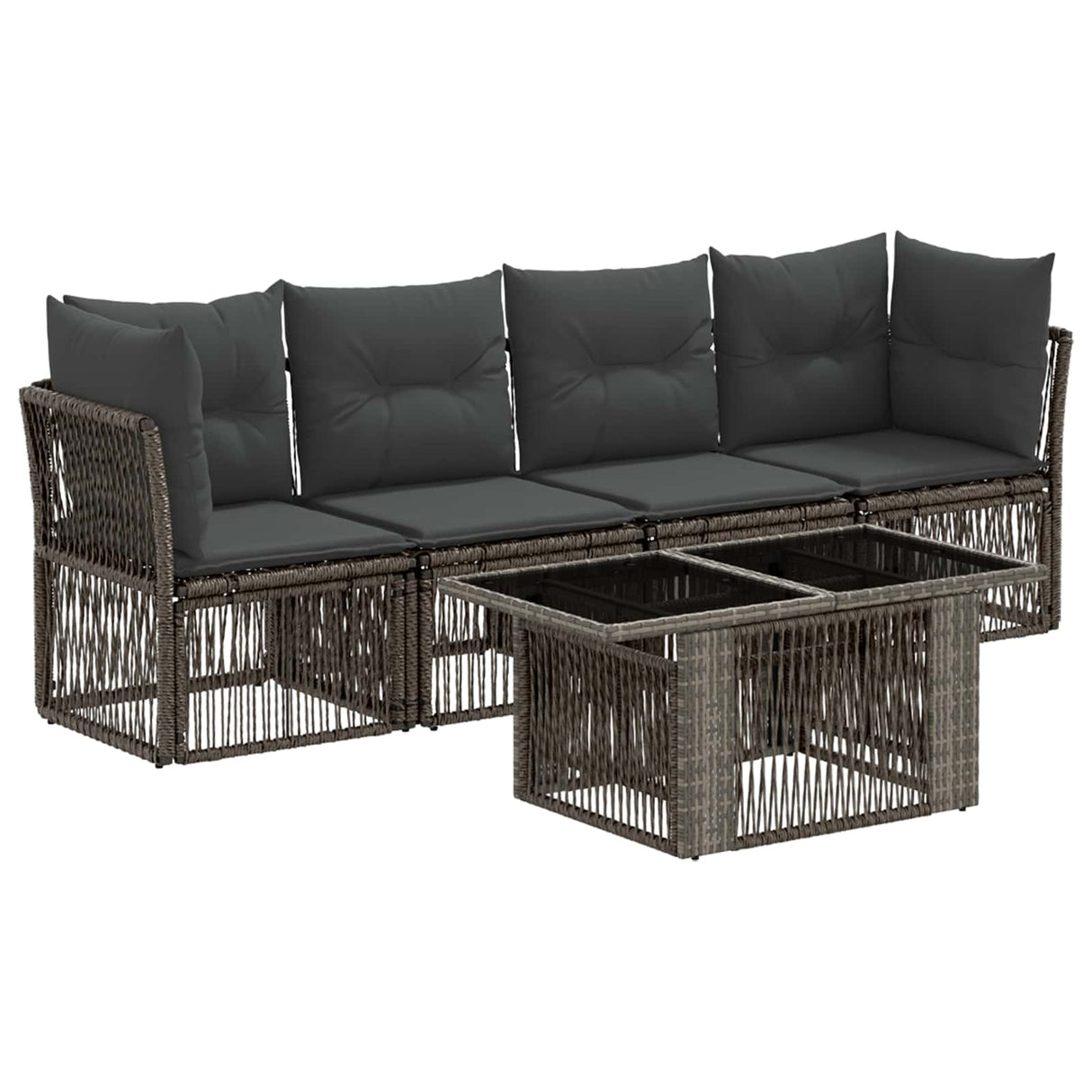 vidaXL Tuinbank Set 5 st Zwart poly rattan
