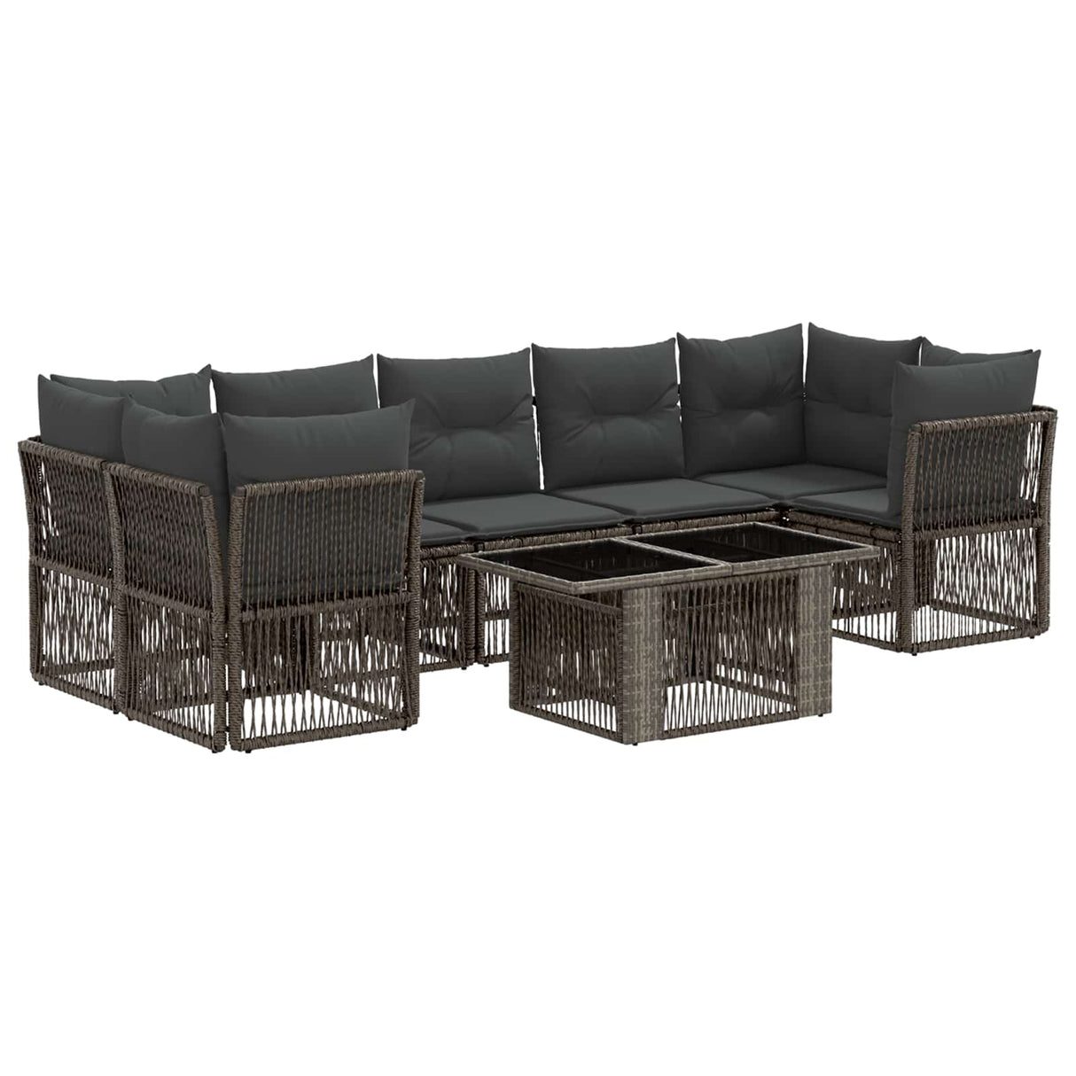 vidaXL Tuinbank Set 8 st Zwart poly rattan