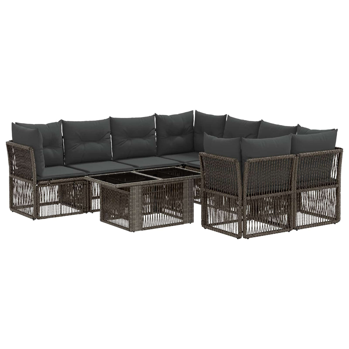 vidaXL Tuinbank Set 9 st Zwart poly rattan