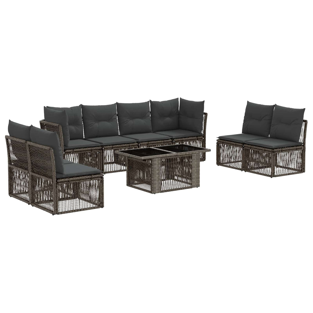 vidaXL Garden Sofa Set 9 pcs Black poly rattan