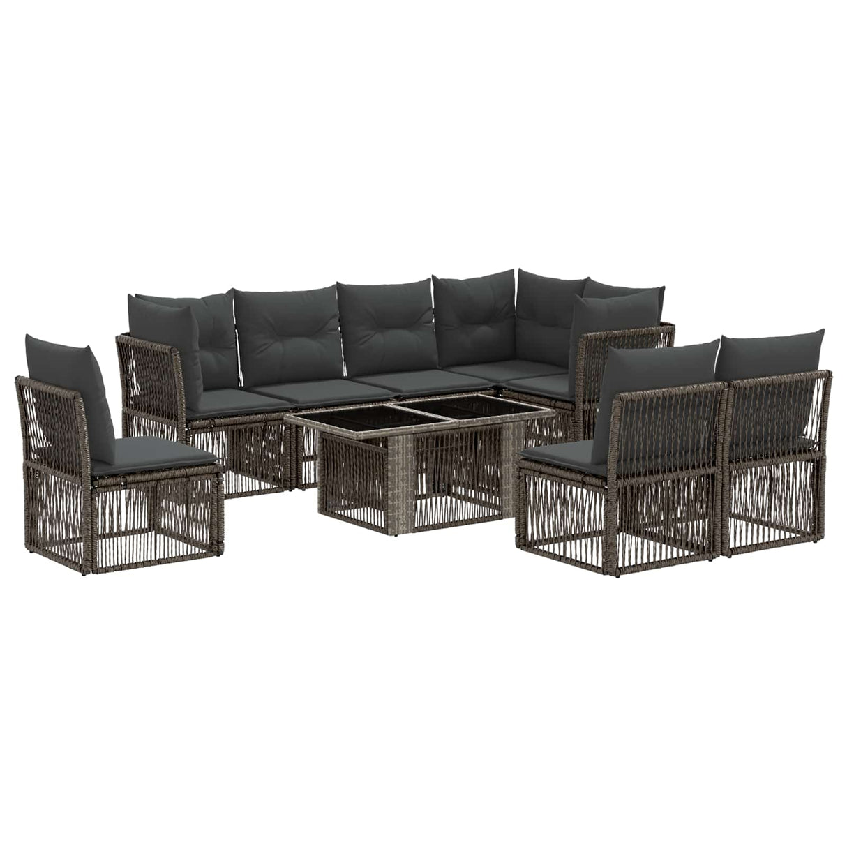 vidaXL Garden Lounge Set 9 pcs Black poly rattan
