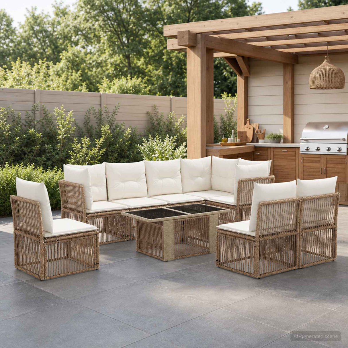 vidaXL Garden Lounge Set 9 pcs Black poly rattan