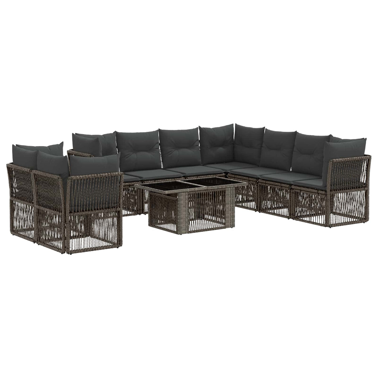 vidaXL Tuinbank Set 10 st Zwart poly rattan