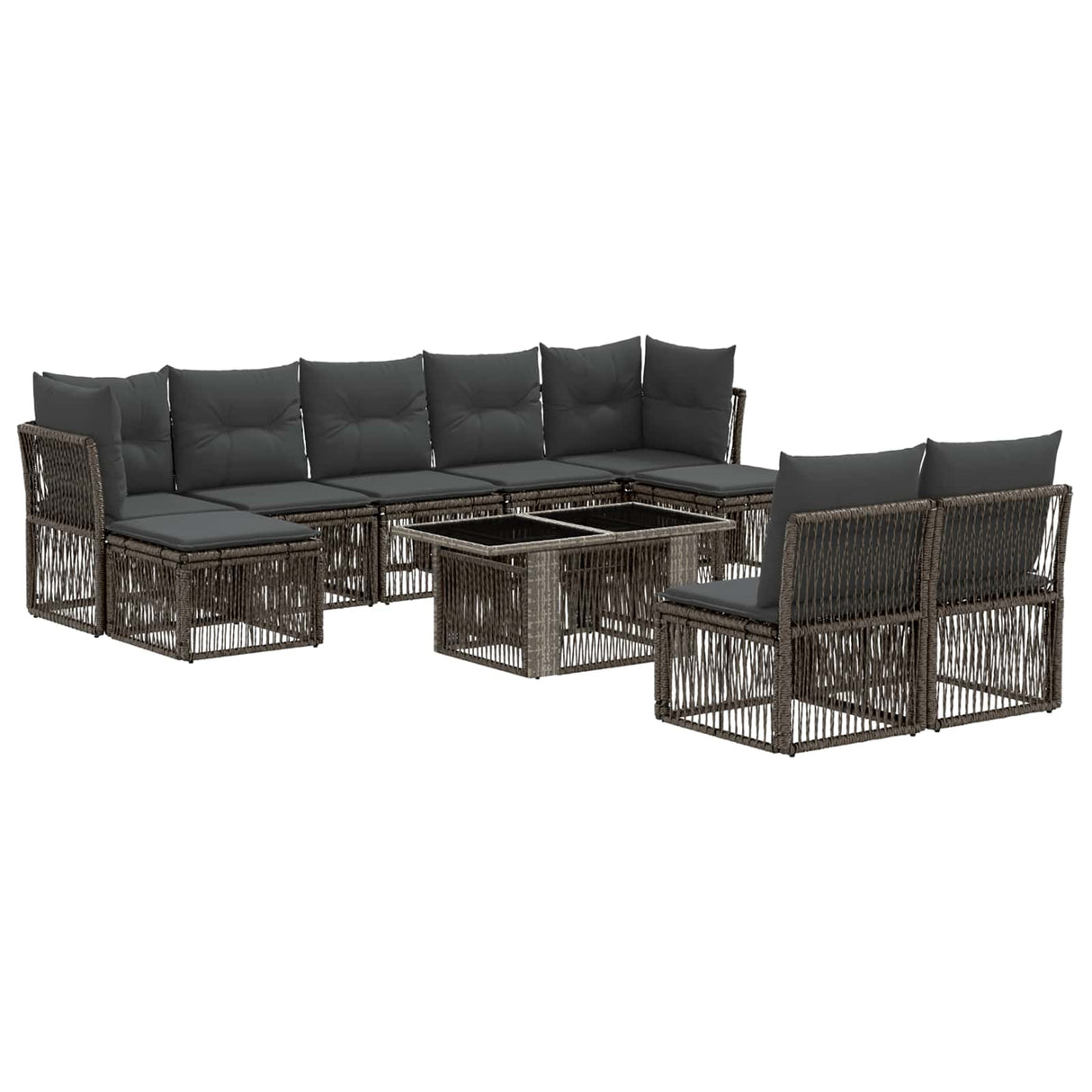 vidaXL Tuinbank Set 10 st Zwart poly rattan