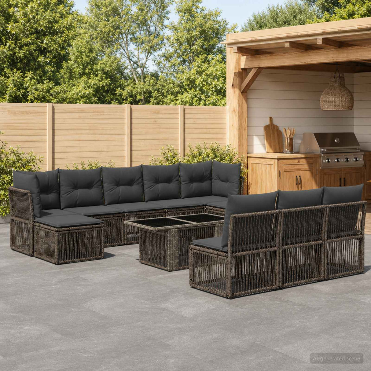 vidaXL Garden Sofa Set 11 pcs Black poly rattan