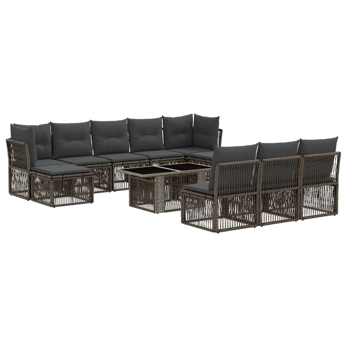vidaXL Garden Sofa Set 11 pcs Black poly rattan