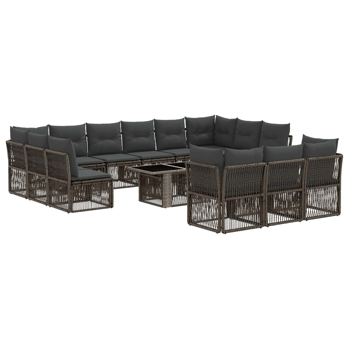 vidaXL Tuinbank Set 14 st Zwart poly rattan