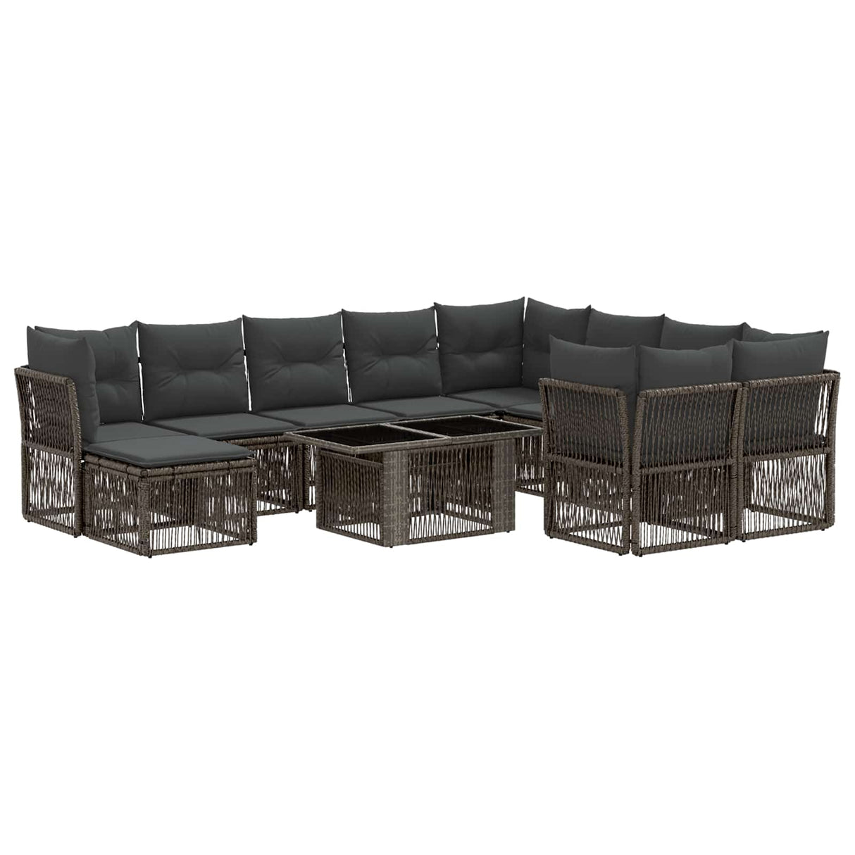 vidaXL Garden Dining Set 11 Pieces Black Poly Rattan