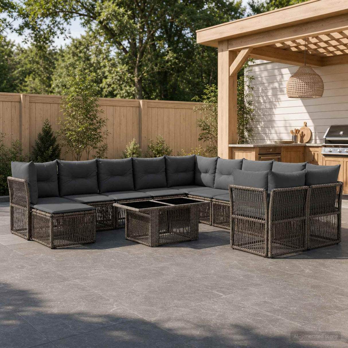 vidaXL Tuinbank Set 12 st Zwart poly rattan