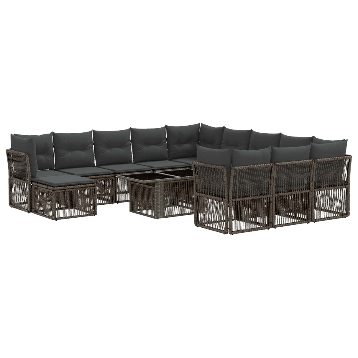 vidaXL Tuinbank Set 13 st Zwart poly rattan