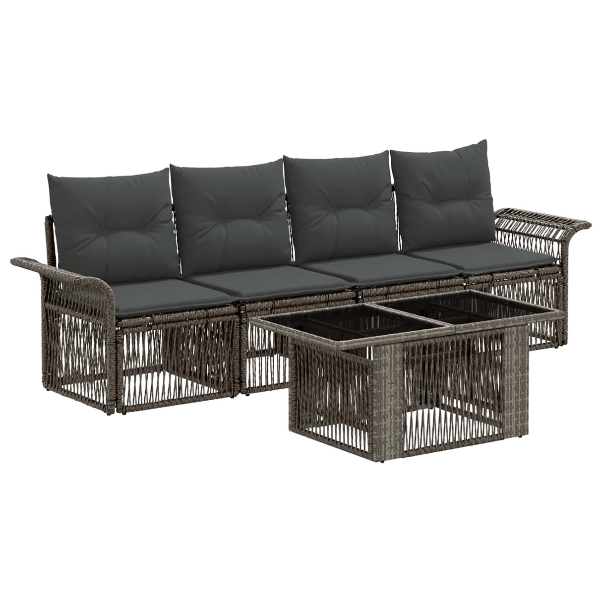 vidaXL Garden Sofa Set 5 pcs Black and Cream White poly rattan