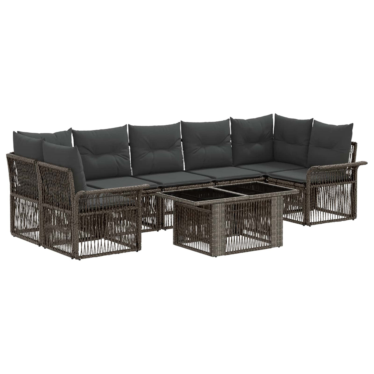 vidaXL Tuinbank Set 8 st Zwart en Crème Wit poly rattan